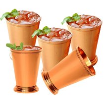 Set of 5 - Prisha India Craft Mint Julep Cup - 100% Solid Pure Copper - 13oz Bea - £58.75 GBP