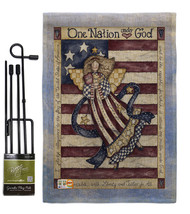 One Nation Under God Burlap - Impressions Decorative Metal Garden Pole Flag Set  - £27.09 GBP