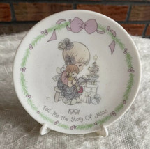 Precious Moments 1991 Porcelain Mini Plate with Easel Tell Me The Story ... - $7.60