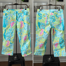 Lilly Pulitzer White Label Southern Belle Peacock Print Cropped Jeans 8 - $34.56
