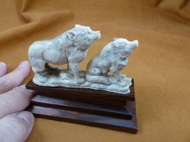 wolf-21) white Wolf Mama + pup wolves shed ANTLER figurine Bali detailed... - £74.69 GBP