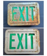 Vintage Exit Sign Light Up Box Safety Glass Double Sided Steel Industria... - $148.49