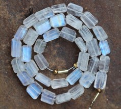 16 pieces faceted white rainbow moonstone nugget fancy gemstone beads 6 x 9--7 x - £48.51 GBP
