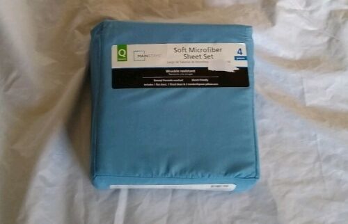 Mainstays Soft Microfiber Blue Sheet Set Queen 4 Pieces Wrinkle Resistant - $25.50