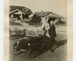 2 Children and Mini Model T Car Black &amp; White Photo  - £17.11 GBP