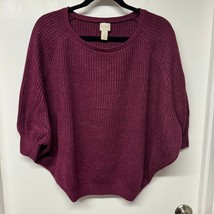 Chicos Womens Wine Red Purple Crew Neck Bat Wing Dolman Sweater Medium - $29.70