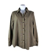 Chicos 3 Wrinkle Resistant Gold Stripe Button Up Long Sleeve Top Large U... - $24.70