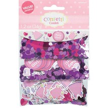 It&#39;s A Baby Girl Shower Confetti Value Pack 3 Styles Pinks and Purples 1.2 oz - £3.34 GBP