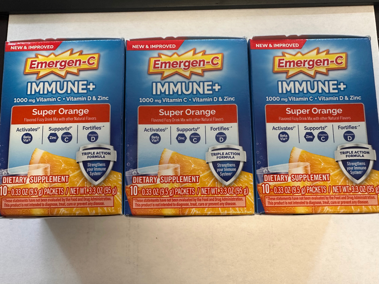 30 EMERGEN-C IMMUNE + SUPER ORANGE PACKETS 06/2026 NEW - $16.82