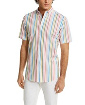 Club Room Men&#39;s Stretch Cotton Blend Stripe Shirt Rainbow Combo-Medium - $19.97