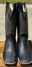 ALFA BOOTS Mens Cowboy Boots Black Python Leather SZ 13 EE - Square Toe - $2,777.93 MXN
