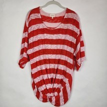 Anthropologie Top Womens LG Deletta Knit Red Striped Oversized Knotted B... - $14.66