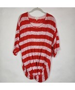Anthropologie Top Womens LG Deletta Knit Red Striped Oversized Knotted B... - $14.66