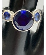Marie&#39;s Original Handmade Artisan ring Sapphire and Sterling silver #24064 - £50.32 GBP