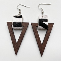 New Designer Geometric Wood Earrings for Women Trendy Natural Wooden Statement E - £8.67 GBP