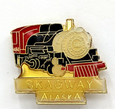 VTG Skagway Alaska Railroad Locomotive Scenic Train Pin Souvenir Black Red... - $11.69