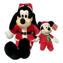 Goofy Santa Christmas Plush 18&quot; Walt Disney Minnie Mouse 10&quot; Stuffed Animal Doll - £14.07 GBP
