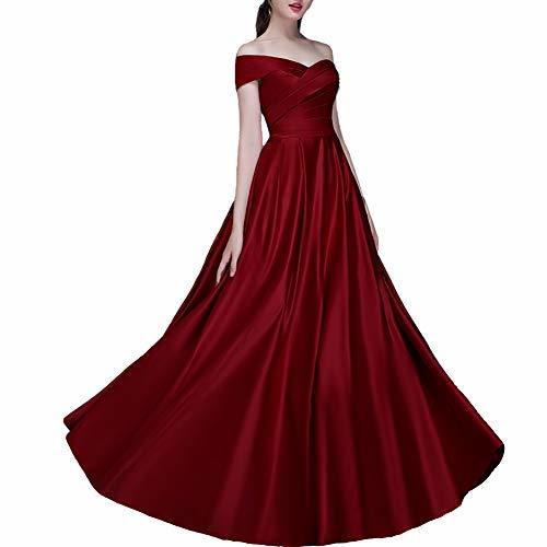 Pleats Off The Shoulder Long Corset Satin Prom Evening Dresses Burgundy US 2