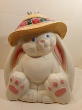 Vintage Treasure Craft &quot;Bonnet Bunny&quot; Cookie Jar/ Canister Rabbit 1960&#39;s/ 70&#39;s - £38.70 GBP