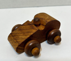 Vintage Mini Handmade Brown Wooden Toy Car Roadster 2.75 x 2.25 inch - £10.07 GBP