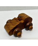 Vintage Mini Handmade Brown Wooden Toy Car Roadster 2.75 x 2.25 inch - £9.90 GBP