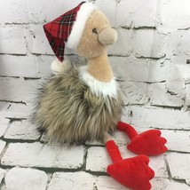 Pier 1 Imports Christmas Plush Ostrich Fluffy Emu Stuffed Animal In Sant... - £11.89 GBP