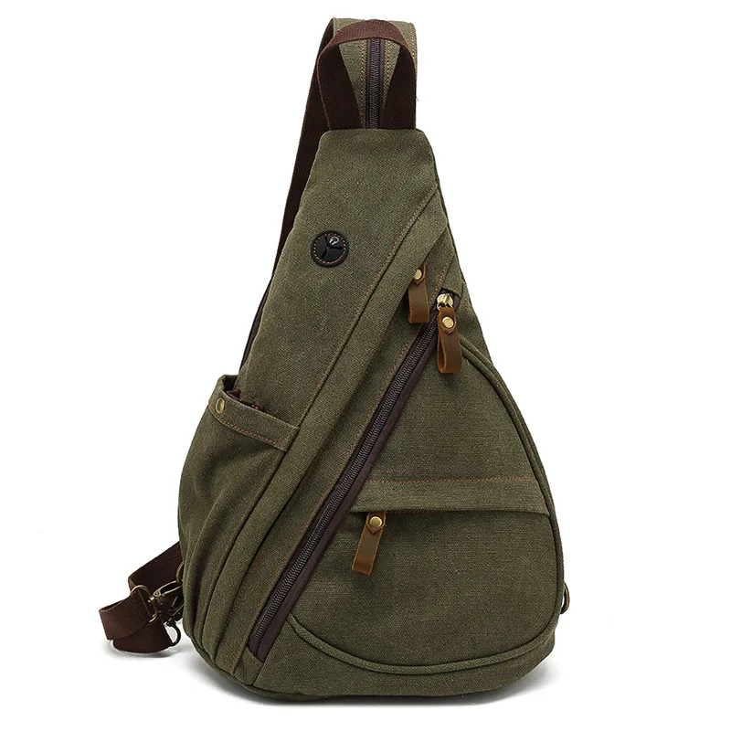 new men&#39;s canvas chest bag large capacity leisure men&#39;s bag Single Shoul... - $48.34