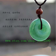 Free Shipping - Peace buckle pendants good luck Natural green jade carved Blessi - £18.87 GBP