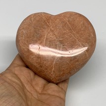 0.88 lbs, 3.5&quot;x3.7&quot;x1.2&quot;, Pink Peach Moonstone Heart Crystal Polished, B30996 - £25.17 GBP