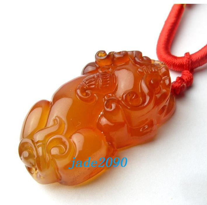 Primary image for Free Shipping - good luck Natural Red agate / Carnelian Carved Pi Yao Amulet cha