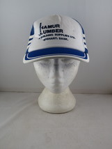 Vintage Screened Trucker Hat - Hamur Lumber 3 Striper - Adult Snapback - £31.17 GBP