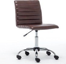 BTEXPERT Conference Ribbed Home Office Mid Back Leatherette Task, Vintage Brown - £64.73 GBP