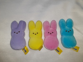  Easter Peeps Plush Bunny Set - blue, pink, yellow, purple.  - £9.43 GBP