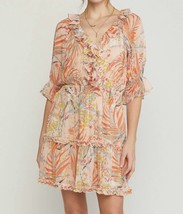 Entro print dress with ruffle detail and smocked waist in Coral - £33.86 GBP