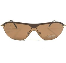 Vintage Calvin Klein Sunglasses 168S 510 Gold Shield Frames with Brown Lenses - £89.51 GBP