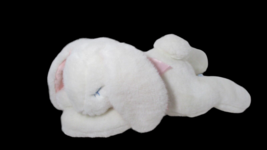 EDEN plush white pink bow ears sleeping sewn eyes lying down bunny rabbit - £32.50 GBP