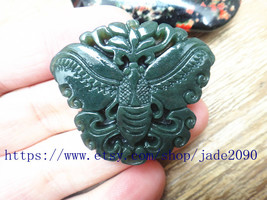 Free Shipping - Jade butterfly Lovely Hand-carved Natural Real  genuine jadeite  - £16.01 GBP