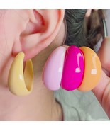Large C-Shaped Acrylic Hoop Earrings-Geometric Unique Earrings-gift for her - $148.76 MXN