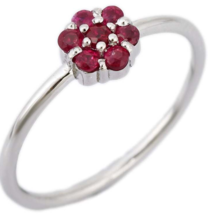 14K White Gold Floral Ruby Ring - £160.47 GBP