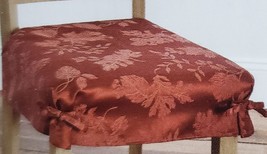 Set of 2 Same Fabric Chair Covers(28x36&quot;)DAMASK BROWN FLOWERS,AUTUMN MED... - £15.77 GBP