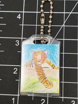 Tiger Lounging Keychain Acrylic Key Chain Hand Drawn Vintage - $12.30