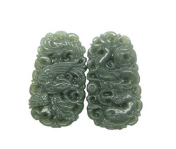 Free Shipping - Real  green jade good luck Hand- carved Natural green dragon and - £16.01 GBP