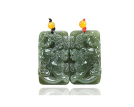 Free Shipping - one couple fashion pendants   Amulet genuine  green jade jadeite - £23.58 GBP