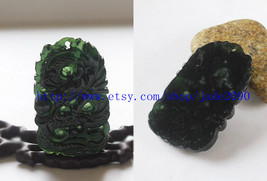 Free Shipping - Imperial Jadeite Jade dragon pendants ,  Real black Gree... - £18.09 GBP