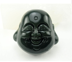 Free Shipping - fashion black jade jadeite carved luck Laughing Buddha c... - $39.99