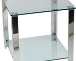 Cortesi Home Melissa Double Shelf Glass End Table, 20&quot;, Silver - $259.99