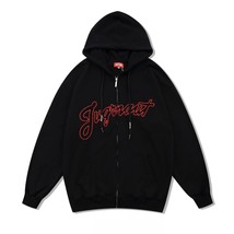 Y2K Goth Harajuku street monogram embroidered zipper hoodie men&#39;s casual... - £122.49 GBP