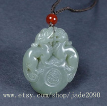 Free Shipping - one couple / ONE  pair  Amulet Natural green jade jadeite carved - $25.99