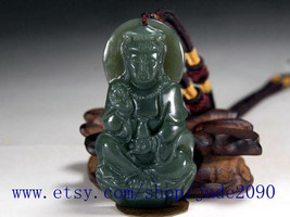 Free shipping - Good Luck Real Natural green jade jadeite carved  Kwan-Yin charm - £15.97 GBP