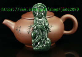 Free shipping - Good Luck real Natural green jade jadeite carved  Kwan Y... - $25.99